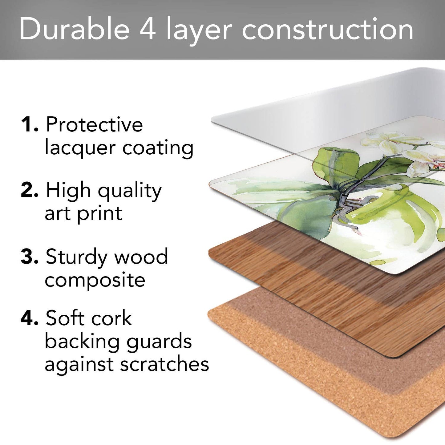 CounterArt/Highland Home/Thirstystone/CoasterStone - Cala Home White Orchid Decorative Hardboard Placemat