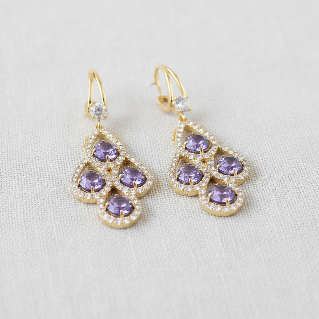 camilla dovey - Purple Zircon Teardrop Ear Cuff Earrings