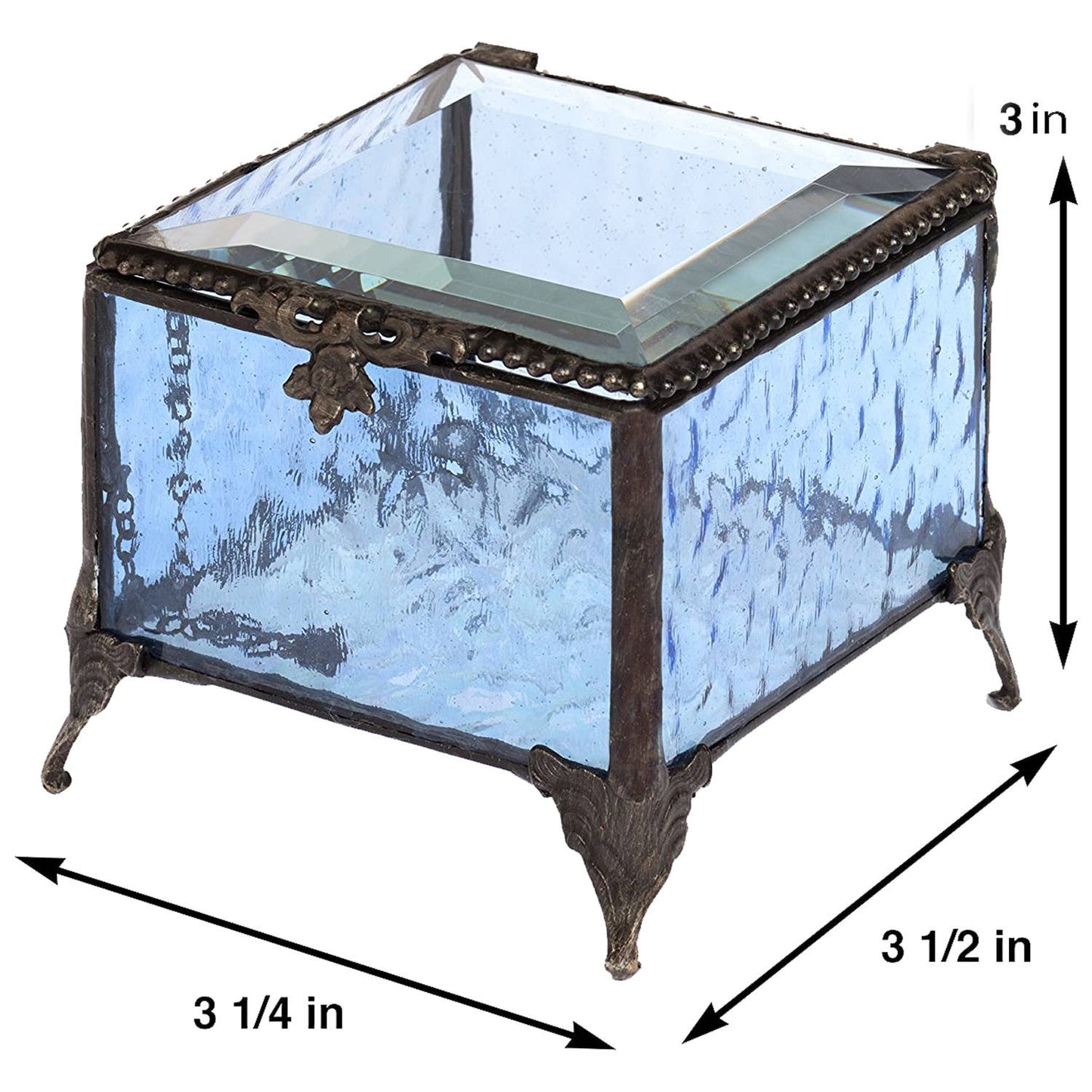 J Devlin Glass Art & Bert Anderson Collection - Blue Stained Glass Decorative Keepsake Box J Devlin Box 837