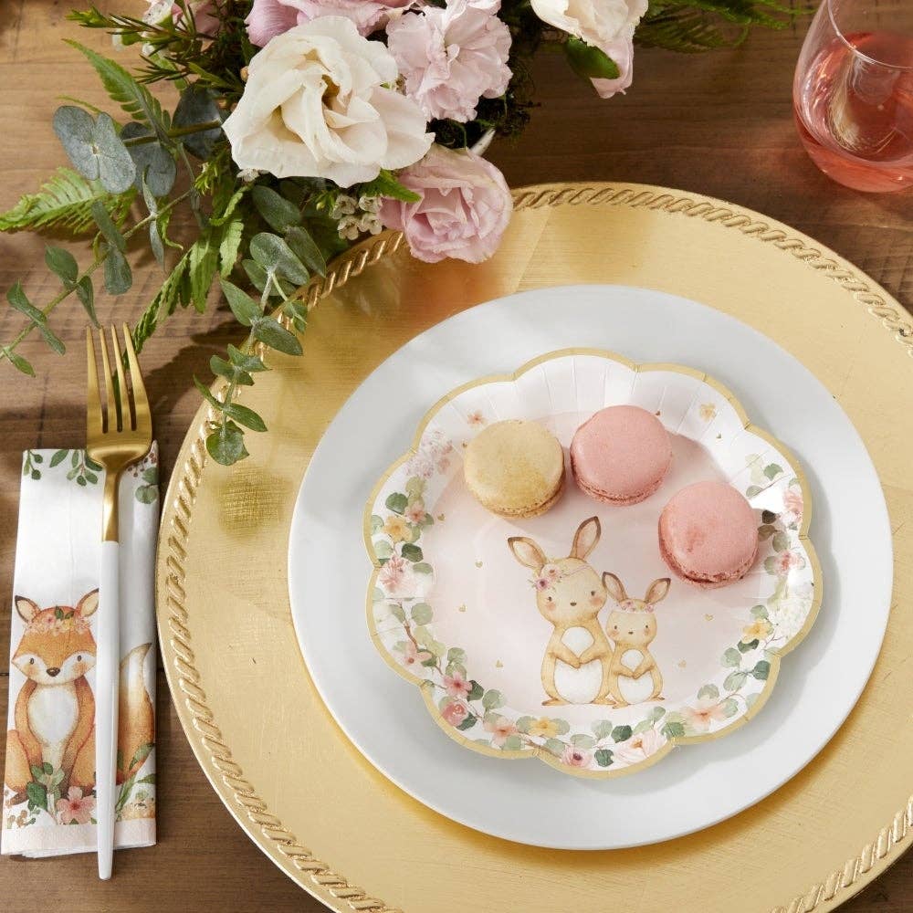 Kate Aspen - Woodland Baby 7 in. Premium Paper Plates - Pink (Set of 16)