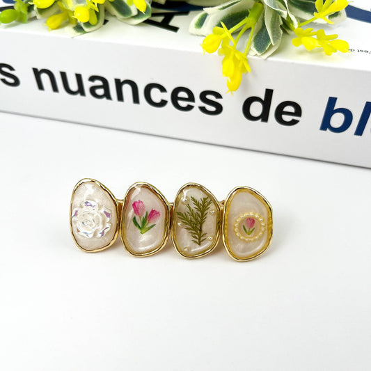 TheDivaSoap - Retro Flower Duckbill Clip, High Quality Hair Clip: White