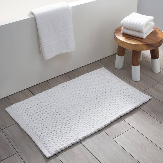 Moda at Home Enterprises, Ltd - BRAIDED BATH MAT WHITE