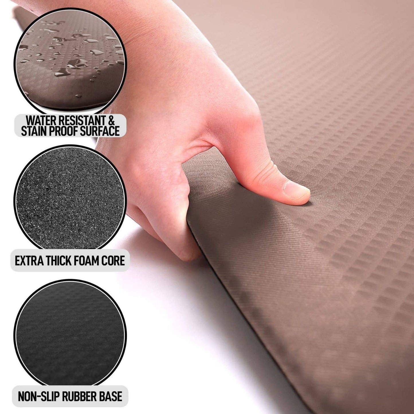 Zulay Kitchen - Anti Fatigue Mat - Thick Non Slip Foam (24X70): Brown