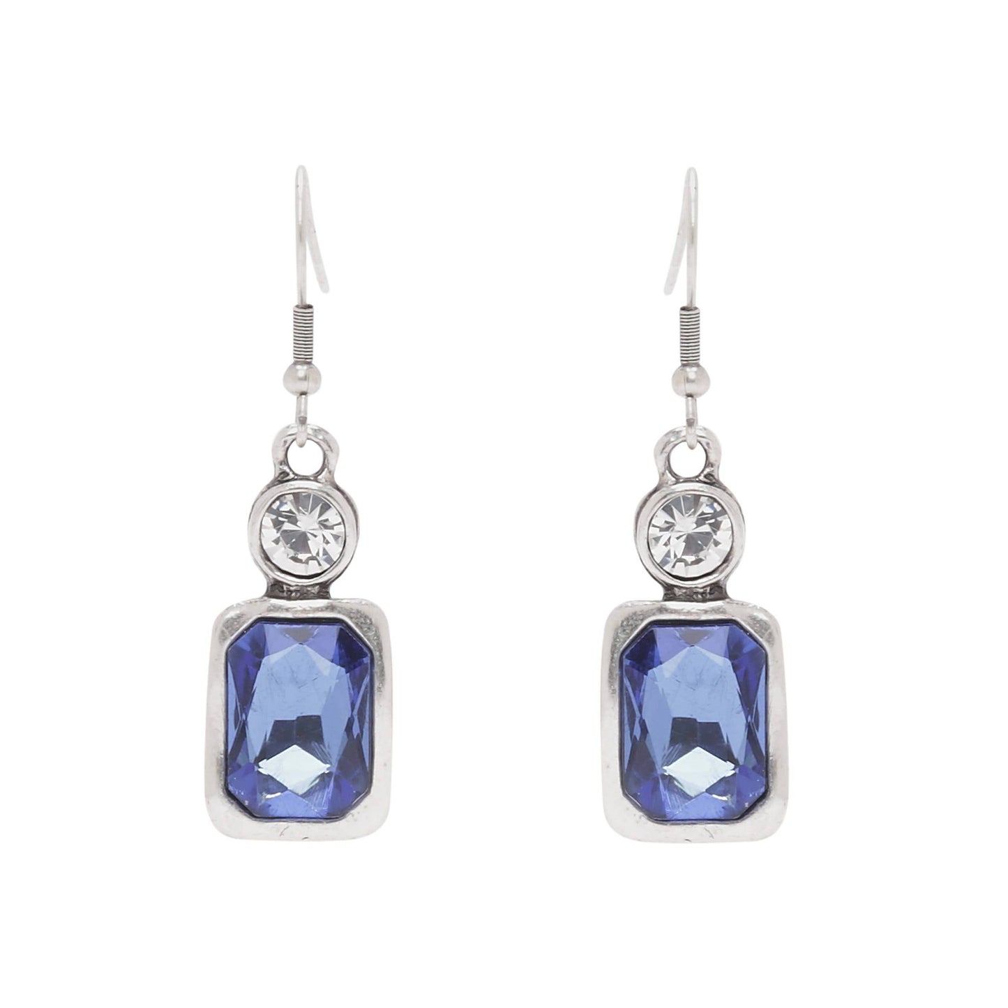 Chanour - Handmade Blue Crystal Pewter Earrings - 1963