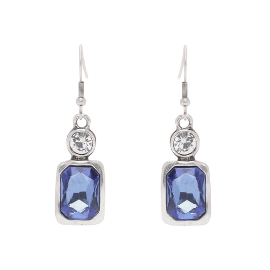 Chanour - Handmade Blue Crystal Pewter Earrings - 1963