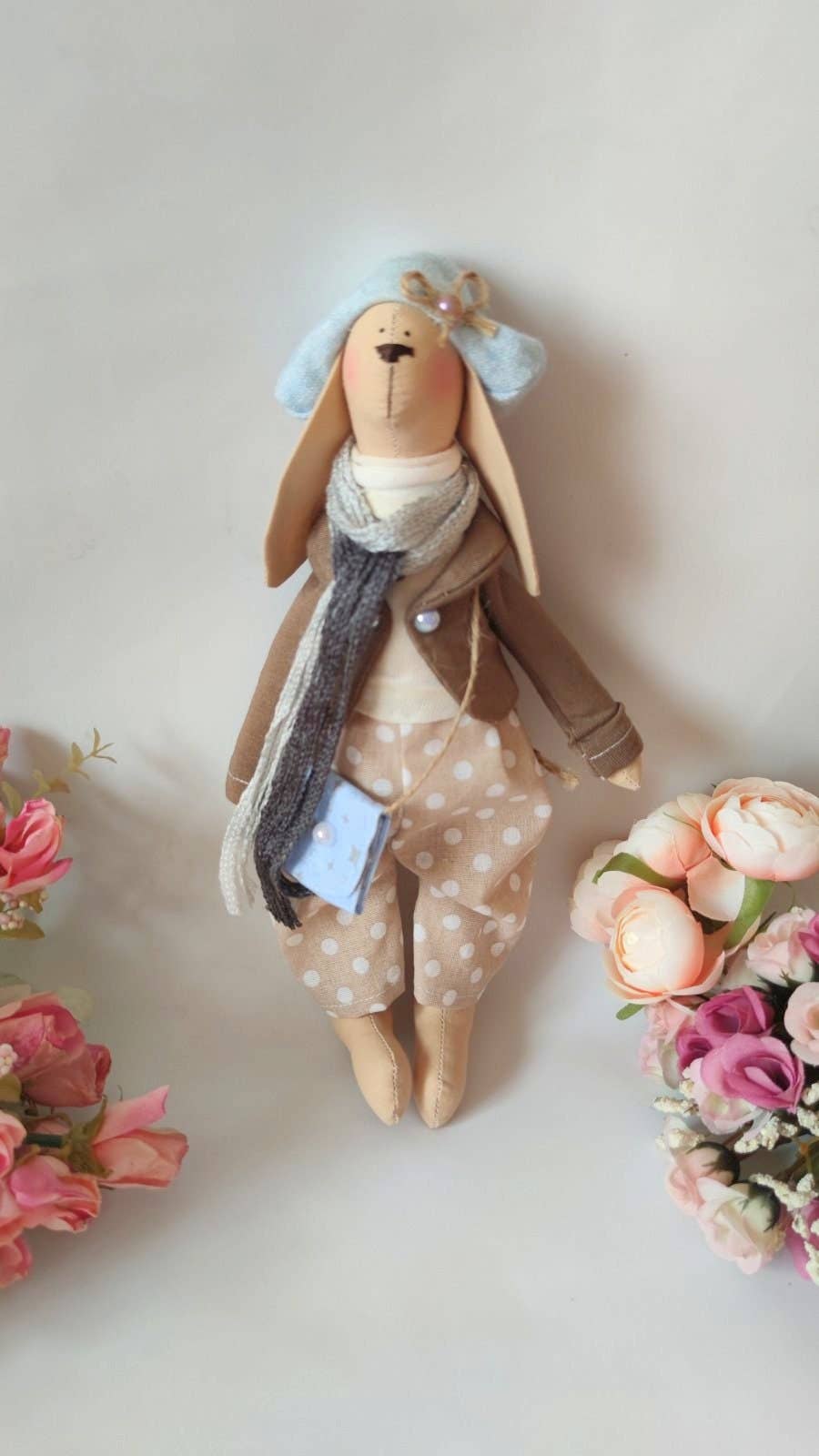 ChernikovaNataliya - Rabbit Handmade Doll,Rabbit Toy,Rabbit Gift,Cotton Bunny Soft,Handmade Bunny,Cloth Doll,Heirloom Doll,Soft Toy,Decorative Toy, Baby Gift