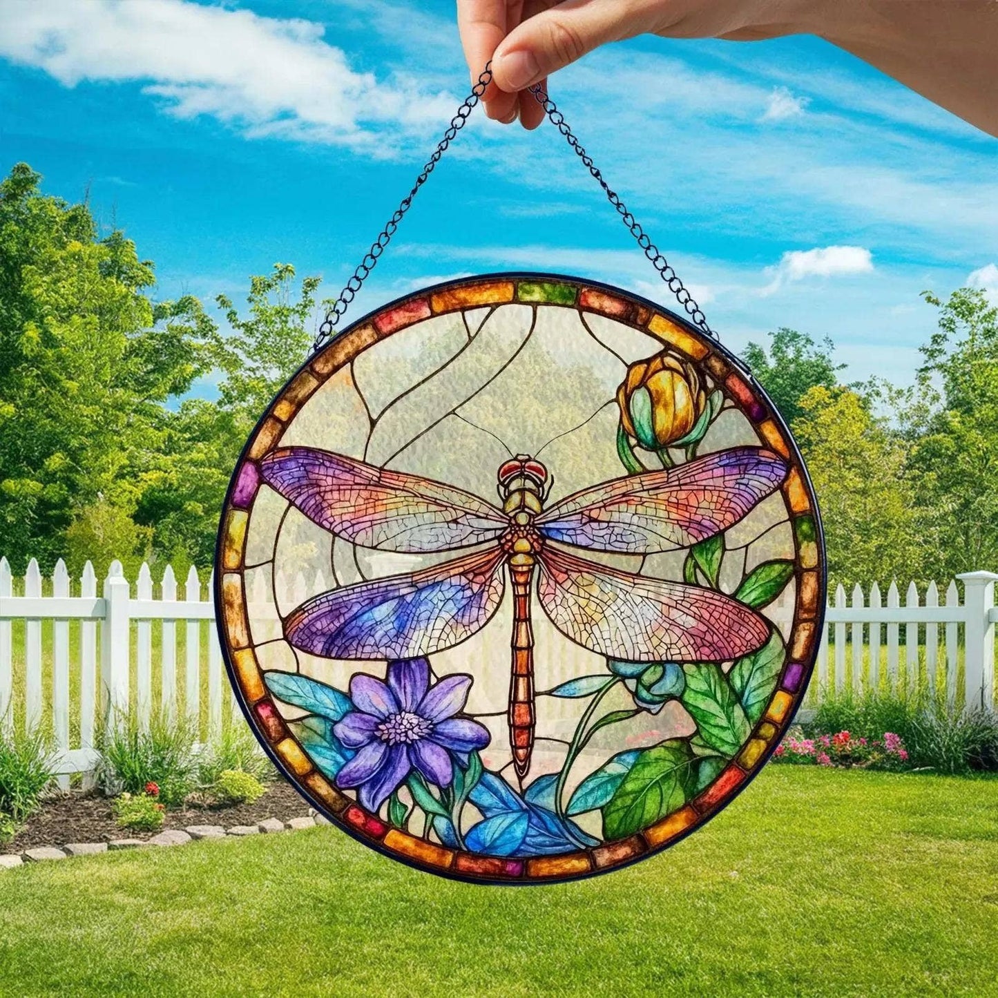 NVC Ecommerce LLC - Dragonfly Stained Glass, Dragonfly Suncatcher, Spring Decor: 3.5in