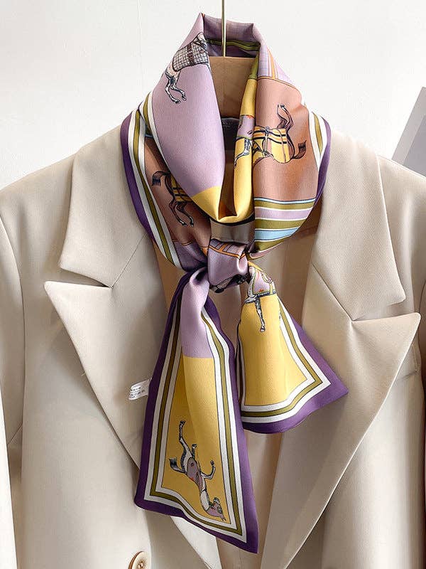 UZ Wholesale Store - Animal Printed Striped Scarf: BLUE / One_size