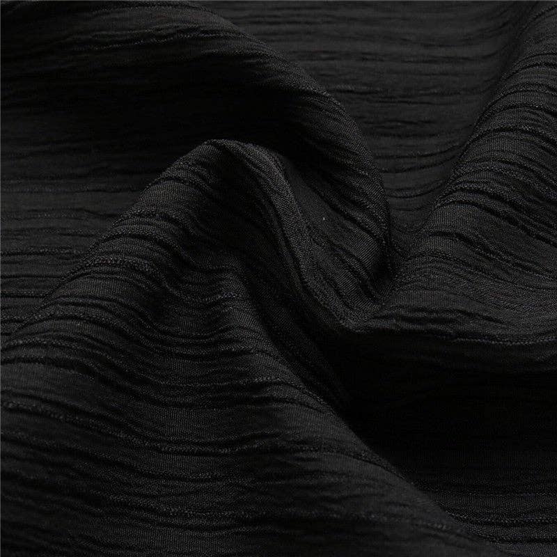 UZ Wholesale Store - Textured Black High-Waisted Wide Leg Pants: BLACK / S