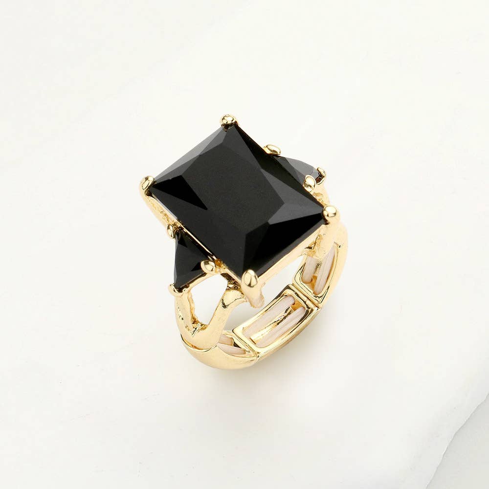 Sensibling Corp. - Rectangle Crystal Stretch Ring: Blue