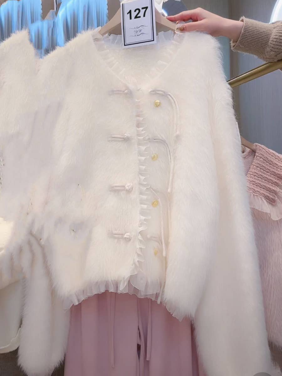 PEACH ACCESSORIES - Delicate and Dreamy Snow Petal Cardigan SK133: Blush