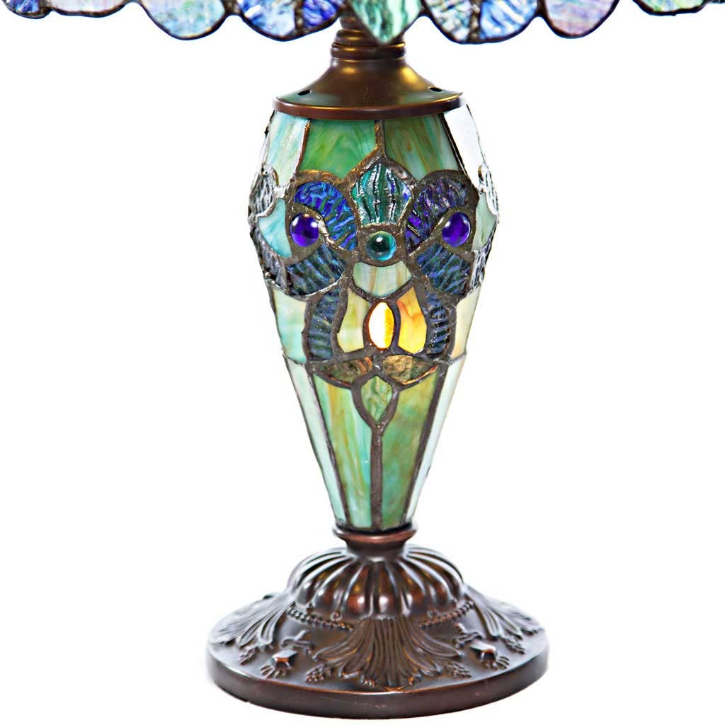 River of Goods - 20"H Green Magna Carta Stained Glass Double Lit Table Lamp