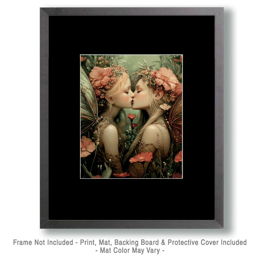 Mowbi - Fairy Love - Fairies Wall Art Prints – 8″x10″ Artwork for 11″x14″ Frame