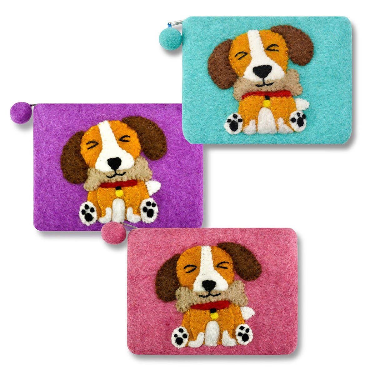 BNB Crafts Inc. - Felted Cute Dog Coin Purse: Aqua