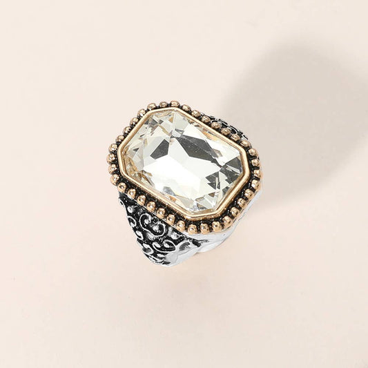 Sensibling Corp. - Rectangle Stone Stretch Ring
: Clear