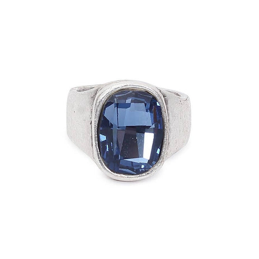 Chanour - Handmade Blue Crystal Brass Ring - 6912