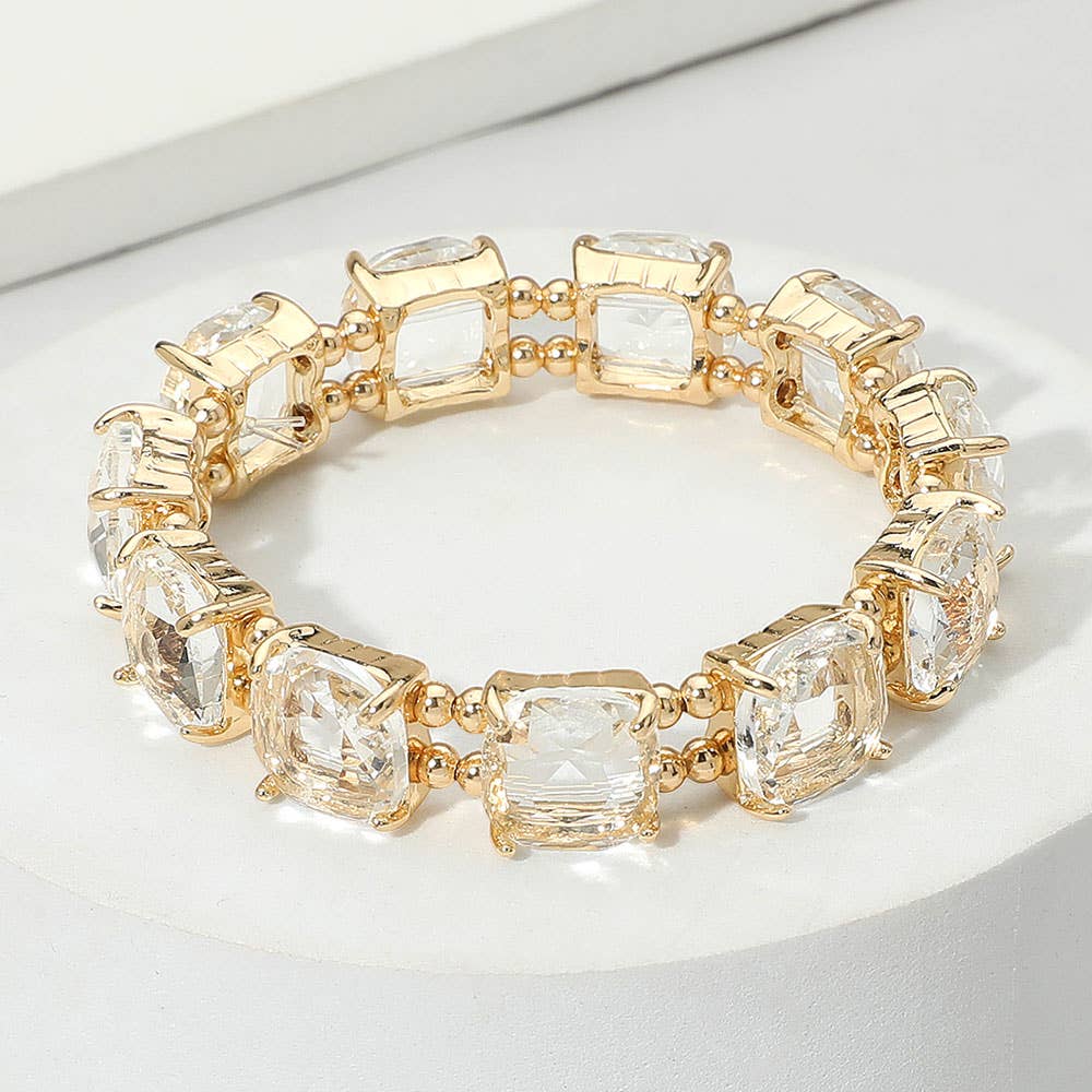 Sensibling Corp. - Cushion Square Stone Stretch Evening Bracelet: GCL