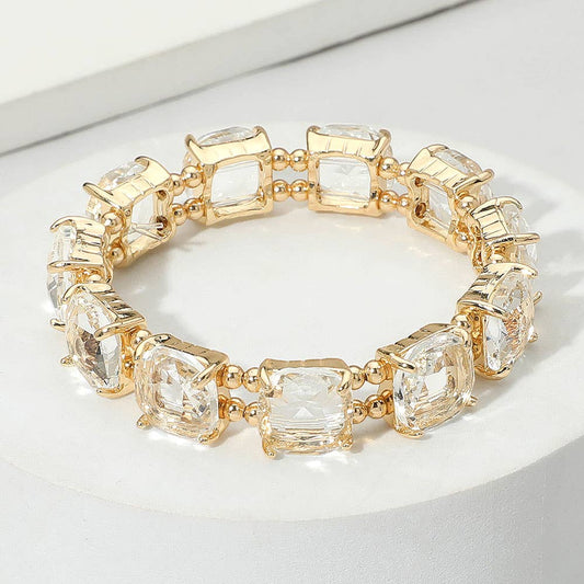 Sensibling Corp. - Cushion Square Stone Stretch Evening Bracelet: GCL