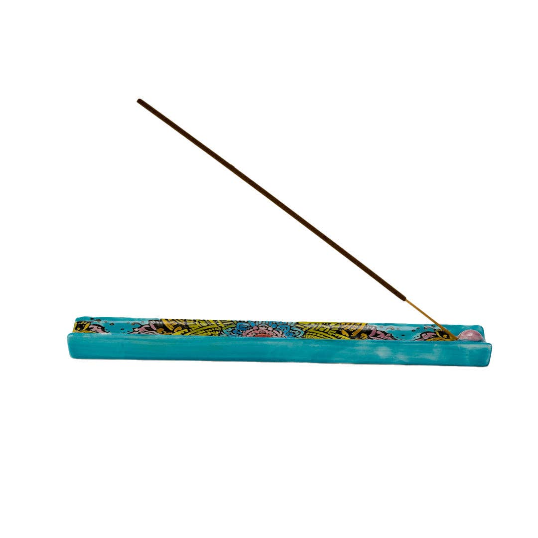 Urban Tokyo - Handpainted Ceramic Incense Holder 9 inch L Mandala (1/72)