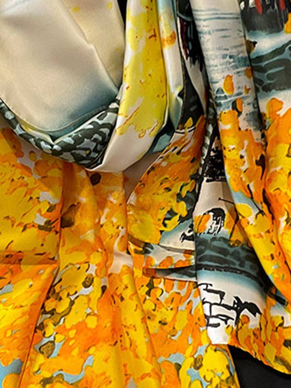 UZ Wholesale Store - Sun Protection Wash Painting Shawl&Scarf: YELLOW / One_size