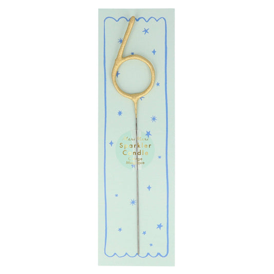 Meri Meri - Gold Sparkler Numbers 0 to 9 Candles: 6