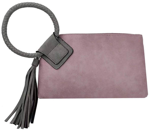 MiMi Wholesale - BP204 Fashion Cuff Handle Tassel Wristlet Clutch: Blush