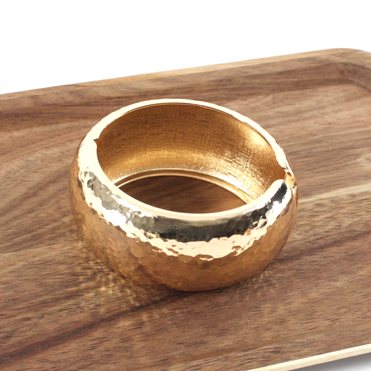 Pretty Persuasions - B22040 Hammered Texture Hinged Cuff Bangle: 01 GD