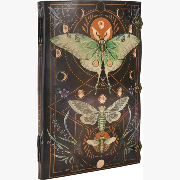 Tuzech Leather - Book of Spell LeatherBound Huge Journal Grimoire Print Diary: 22" Inch / Green Lady