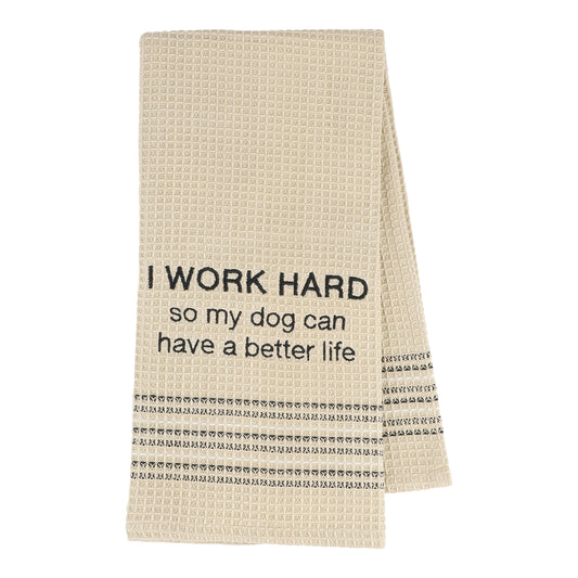Mona B. - Hard I Work Dog Forl Cotton Tea Towel - Set of 2 MH-252