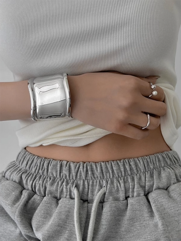 UZ Wholesale Store - Solid Color Irregularity Bracelet Accessories: Silver&Sliver / 1 PCS / 1 PCS