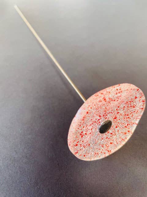 CARNEOL GLASS - Small Glass Flower For Outside In Transp.-Red-White