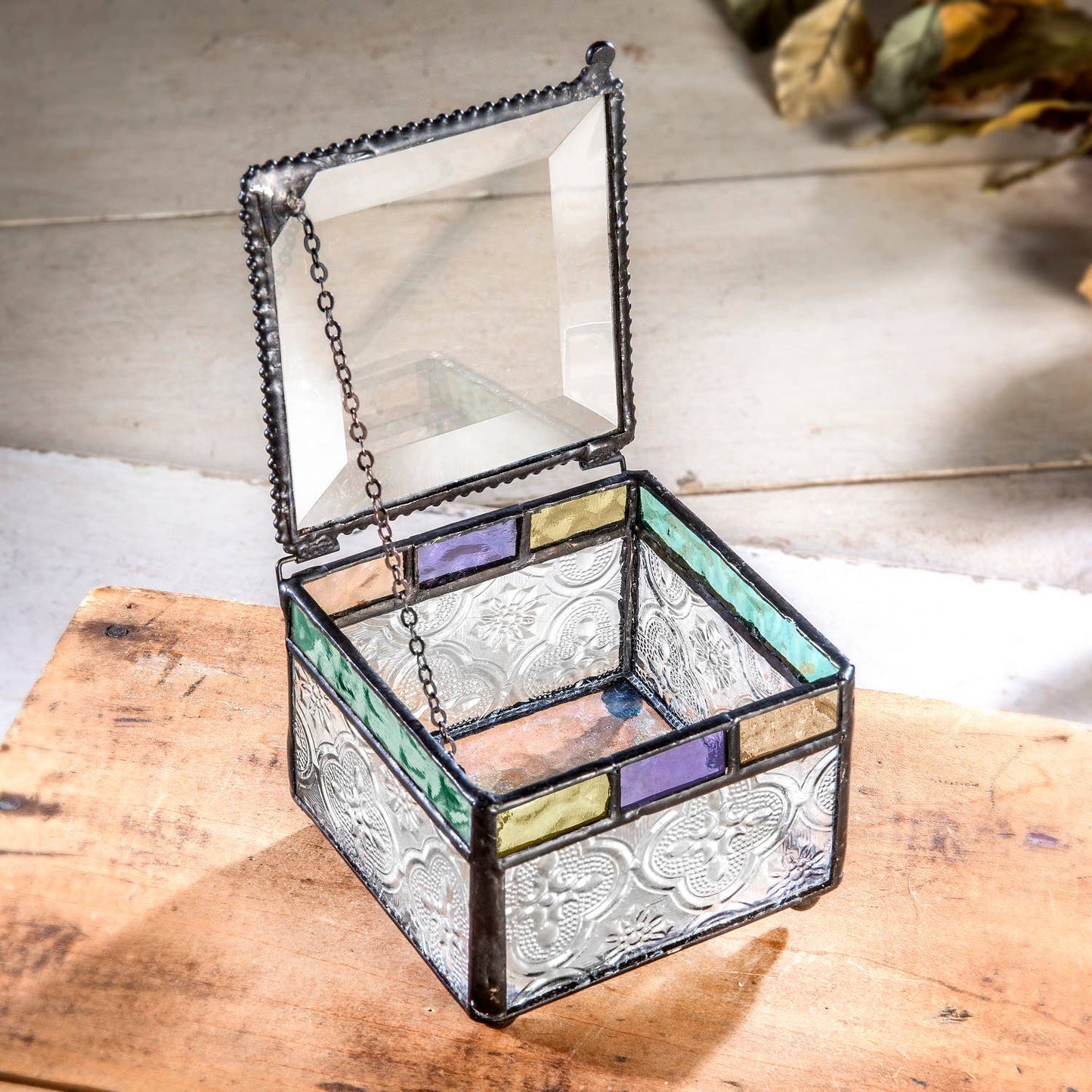 J Devlin Glass Art & Bert Anderson Collection - Colorful Purple Turquoise Blue Green Glass J Devlin Box 905