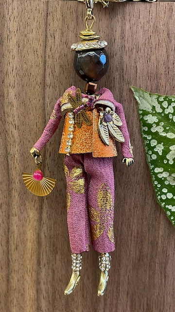 Pretty Persuasions - N23188E Stone Adorned French Doll Stainless Steel Necklace: 05 GD/Denim Bell Bottoms/Star