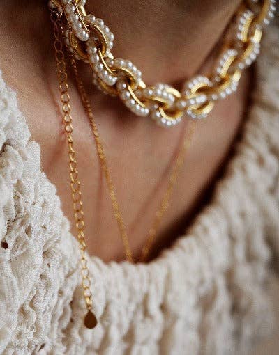 Cici’De Jewelry Amsterdam - Vintage Inspired Chunky Pearl Chain Necklace