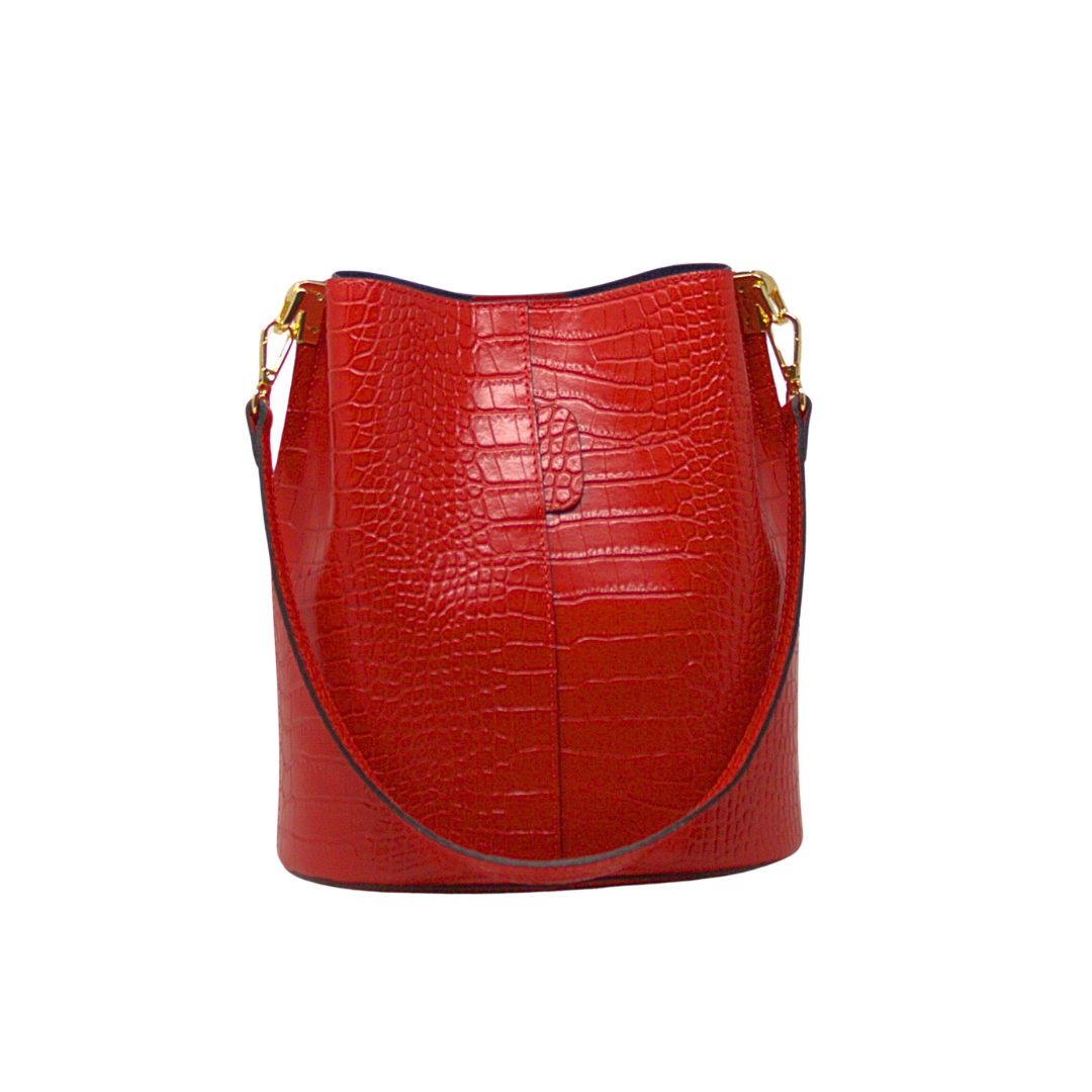 German Fuentes Handbags - GF2555 GENUINE ITALIAN LEATHER BUCKET BAG : CAMEL