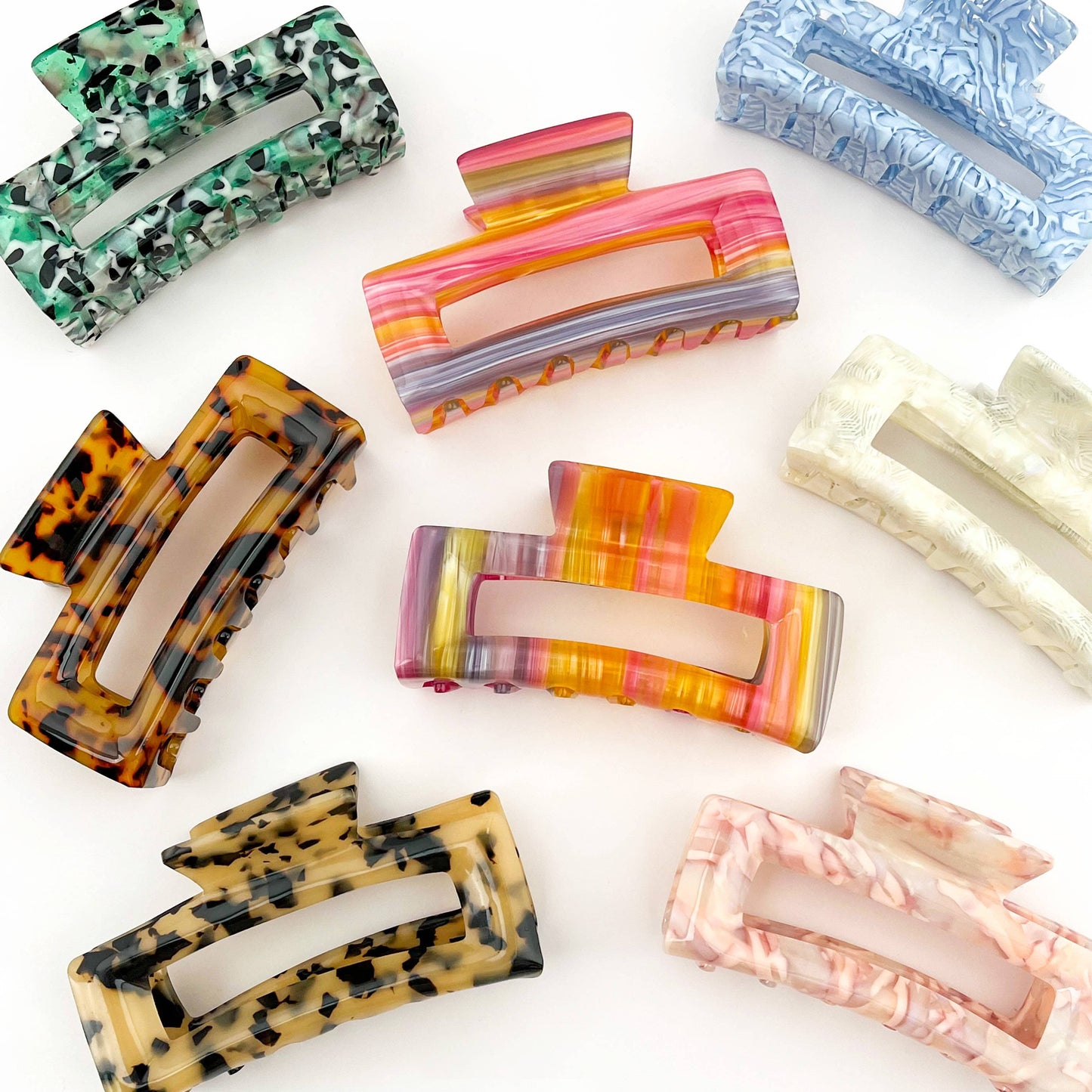 TheDivaSoap - Rectangular Acetate Hair Claw, Premium Quality Hair Clip: Beige