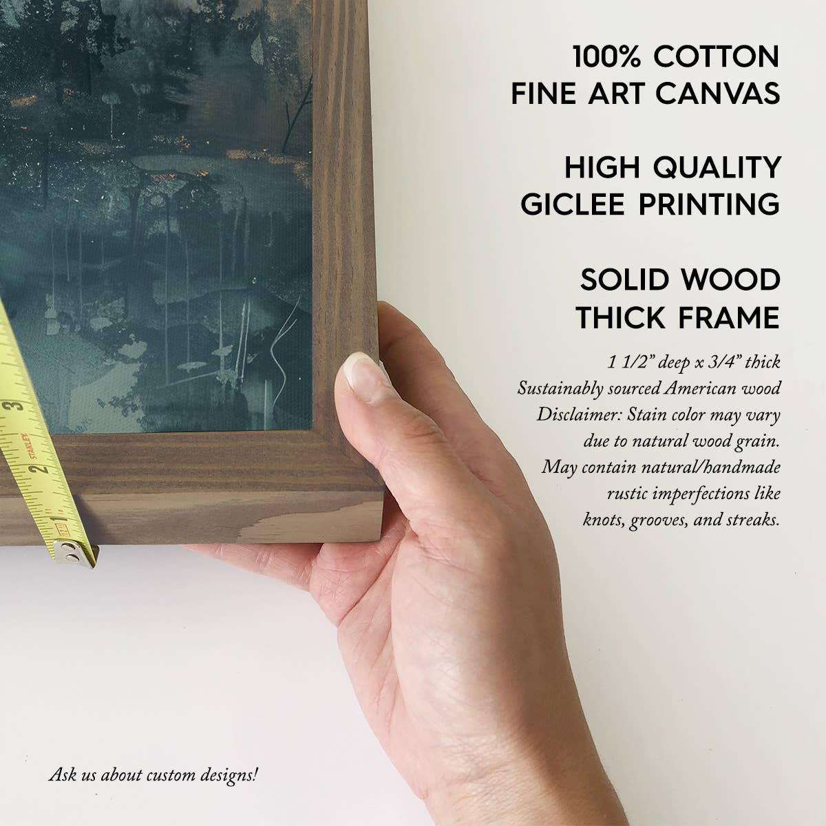 Hangout Home - Blue Tan Abstract Pines - Mountain Landscape Canvas Wall Art: 24x36" Extra Large Canvas Art with Thick Wood Frame