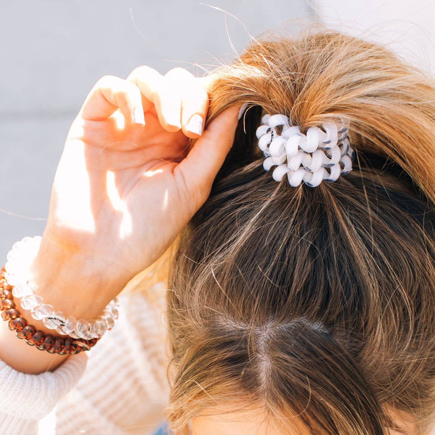 TELETIES - Spiral Hair Coils | Large | Coconut White Hair Ties: Large