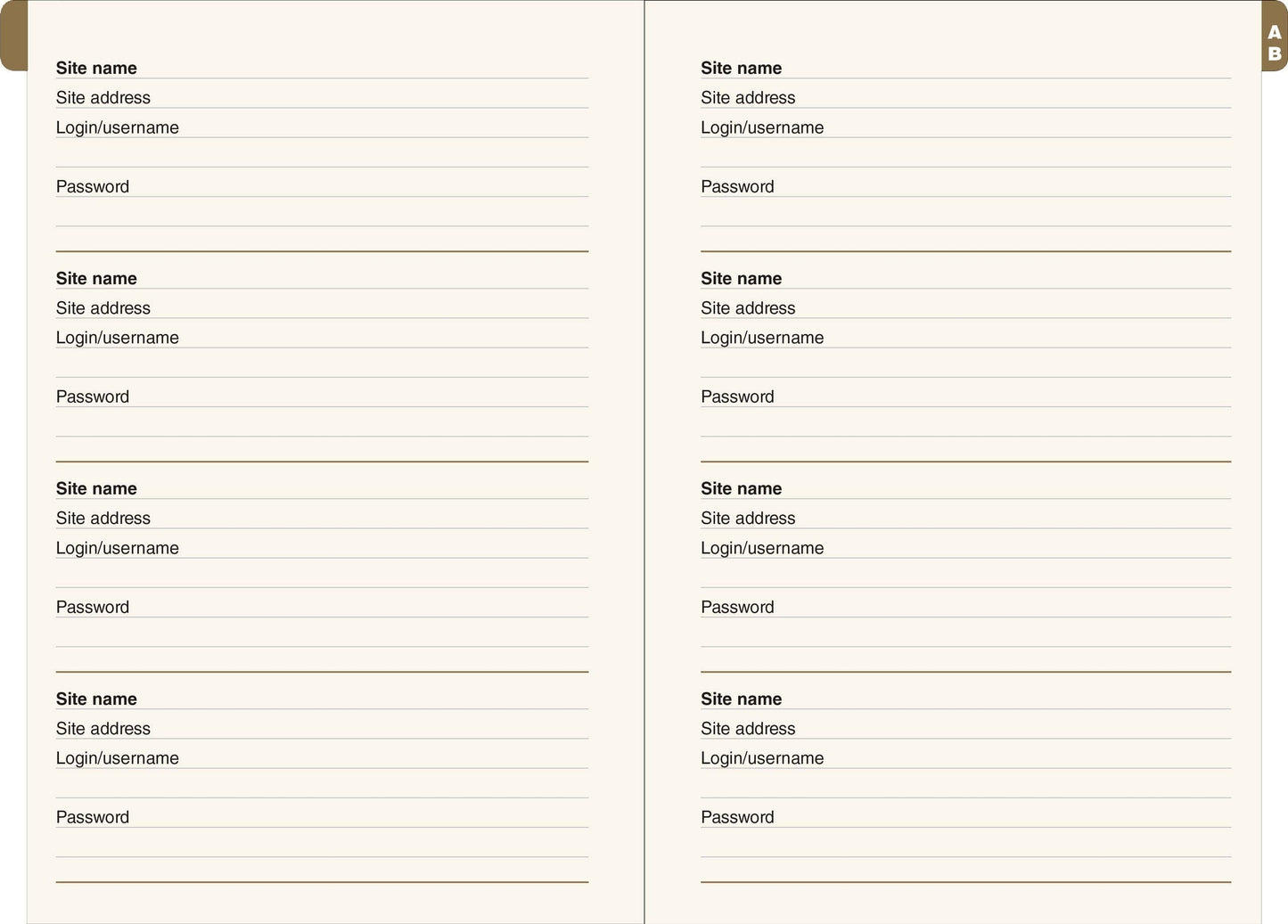 Peter Pauper Press - Gilded Floral Large-Format Internet Address & Password Logbook