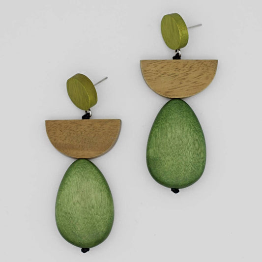 Sylca Designs - Green Tasi Wooden Earrings