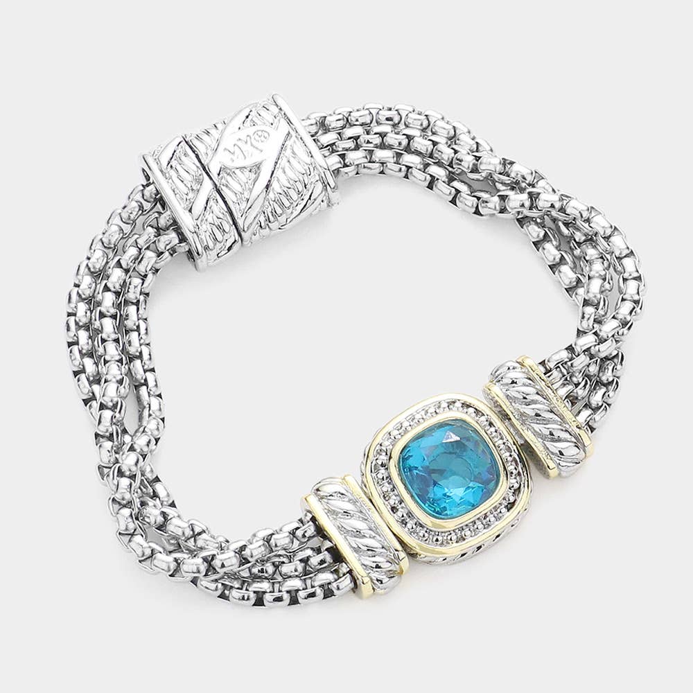 Sensibling Corp. - Square CZ Stone Magnetic Bracelet: Clear