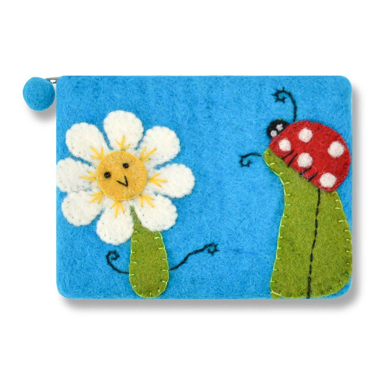 BNB Crafts Inc. - SunFlower and Lady Bug Coin Purse: Turquoise