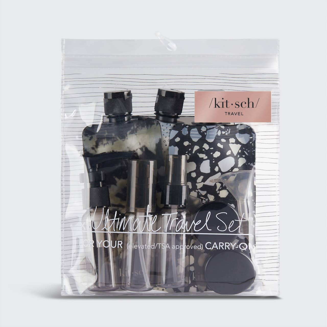 KITSCH - Refillable Ultimate Travel 11pc Set - Black & Ivory