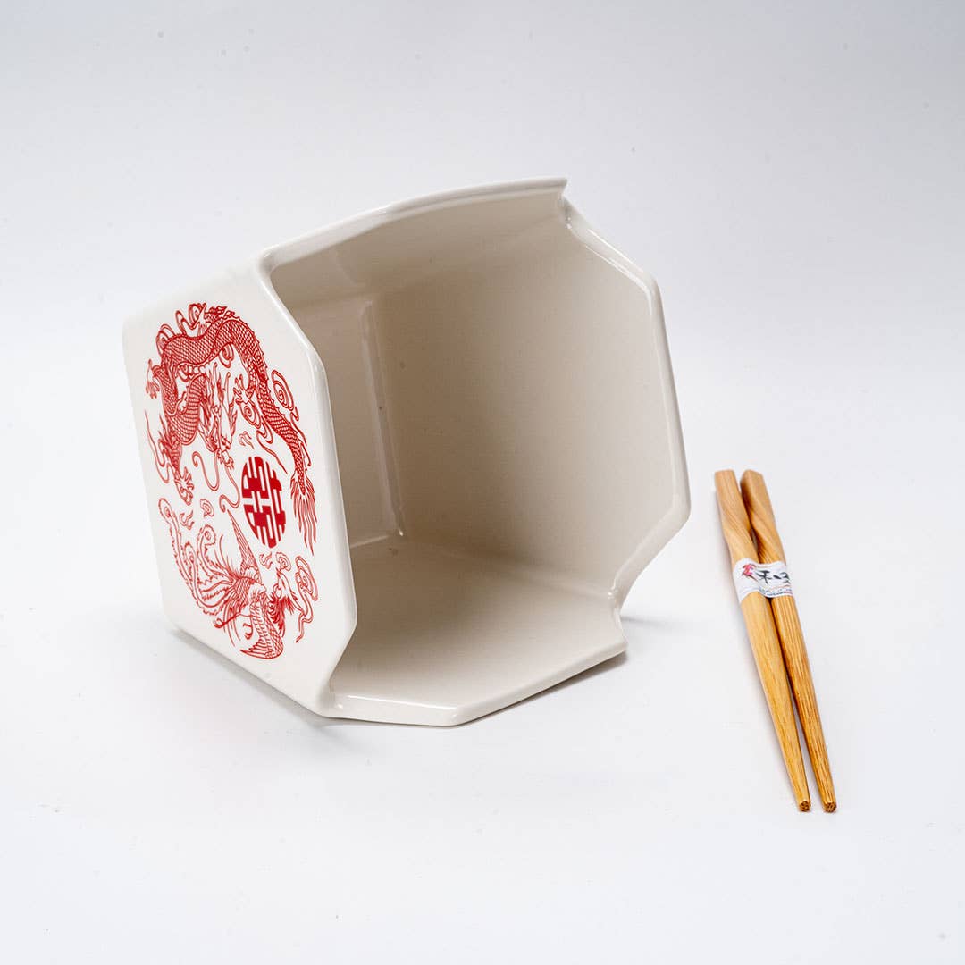 Urban Tokyo - 16oz 5"W x 4"H Takeout Box Serving Bowl With Chopsticks Phoenix (1/16)