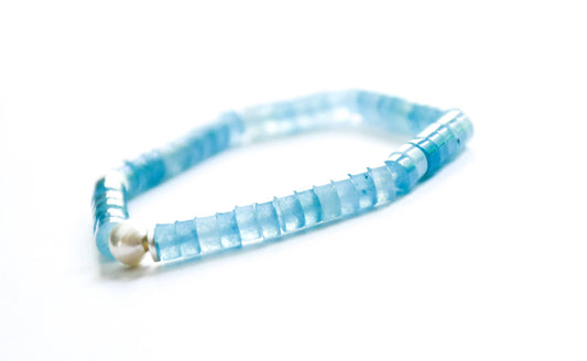 Sea Lily - 964A-BR aqua quartz bracelet with pearl