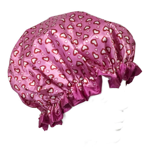 Wrapables.com - Wrapables Trendy Satin Shower Cap: Petite Hearts