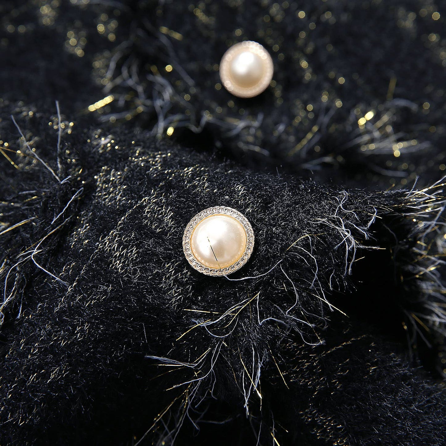 PEACH ACCESSORIES - SD190 Soft cardigan with Shinny Silver details: Black