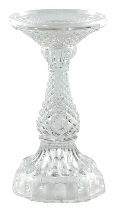 Twilight Collection - Bella Pillar Candle Holders – Clear: Small - 3.5"Ø x 6.5"H