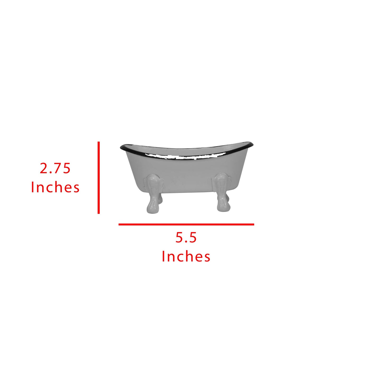 Foreside Home & Garden - Black Distressed Rim White Enamel Bathtub Soap Dish