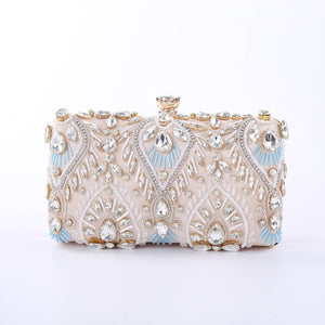 PEACH ACCESSORIES - 0308 Clutch bag with embellished jewelled details: Black